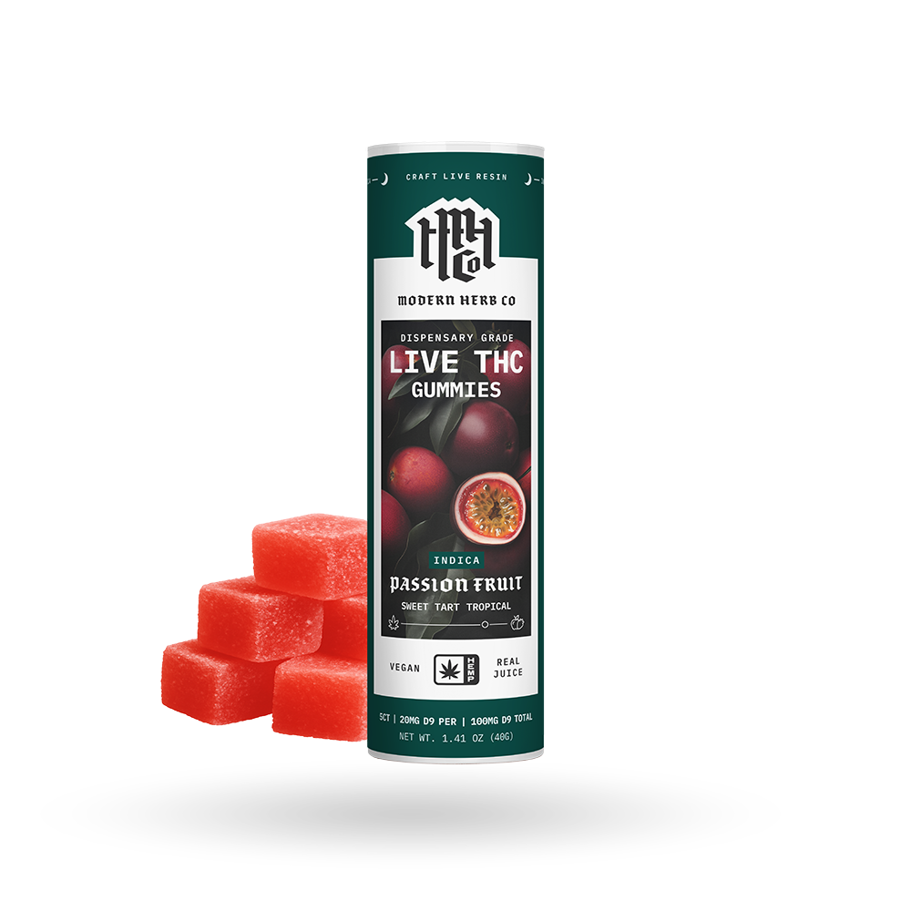 Live Resin D9 THC Gummies: Passion Fruit (Indica), 5ct