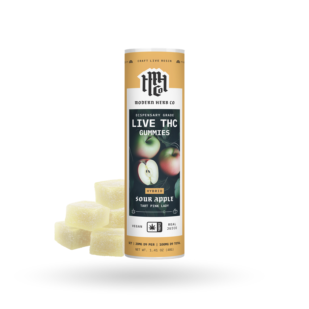 Live Resin D9 THC Gummies: Sour Apple (Hybrid), 5ct