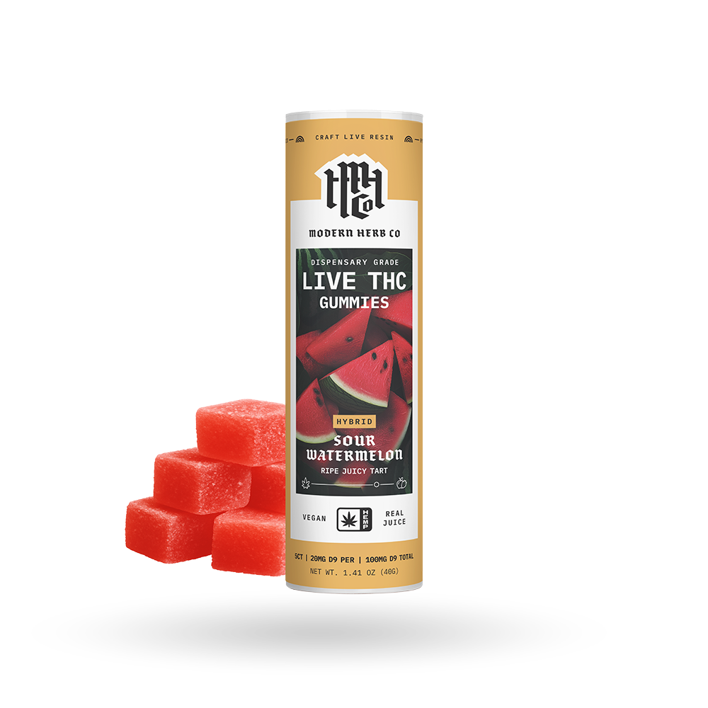 Live Resin D9 THC Gummies: Sour Watermelon (Hybrid), 5ct
