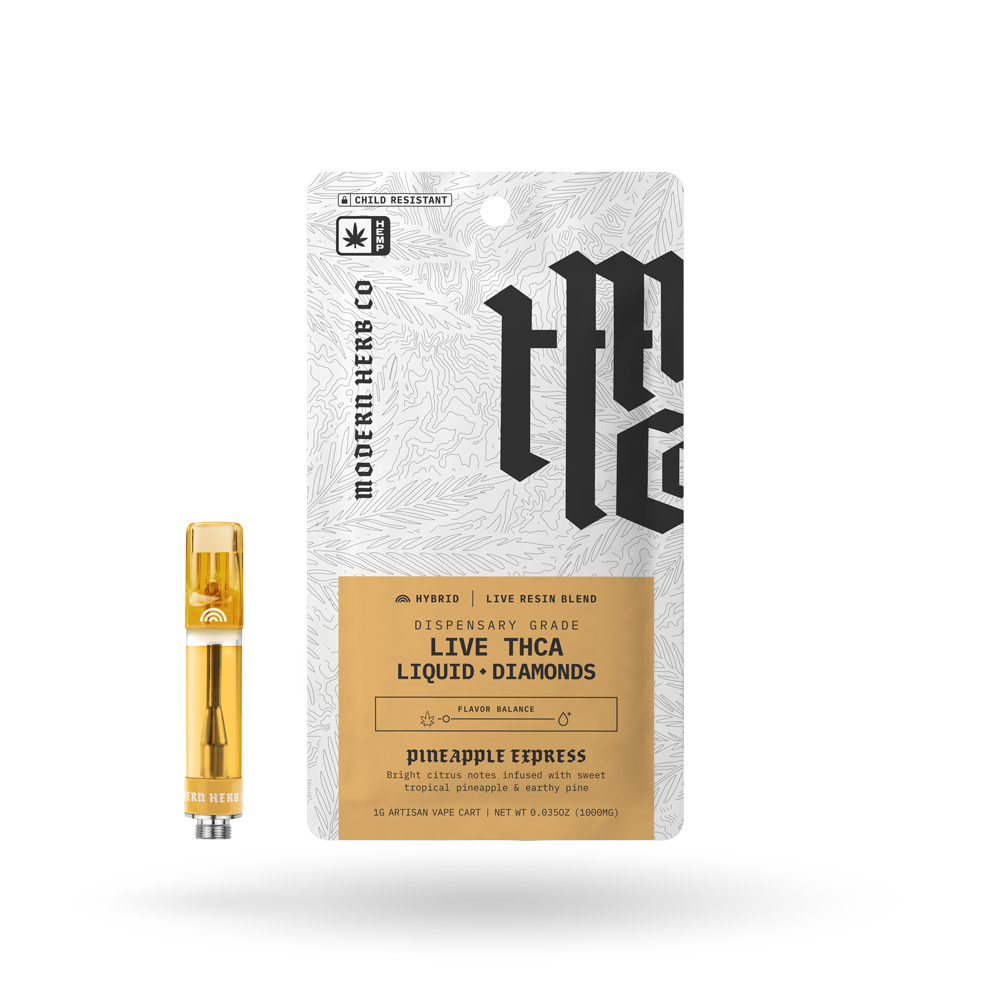 THCa Vape Cartridge Live Resin Liquid Diamonds: Pineapple Express (Hybrid) - 1g