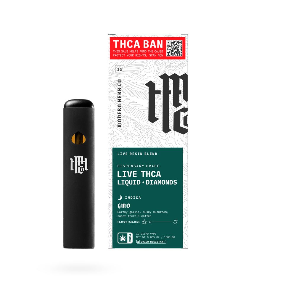 THCa Disposable Live Resin Liquid Diamonds, GMO (Indica), 1g