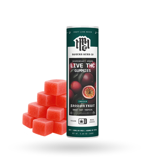 Live Resin D9 THC Gummies: Passion Fruit (Indica), 20ct