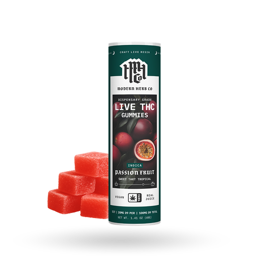 Live Resin D9 THC Gummies: Passion Fruit (Indica), 5ct