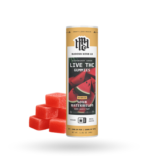 Live Resin D9 THC Gummies: Sour Watermelon (Hybrid), 5ct