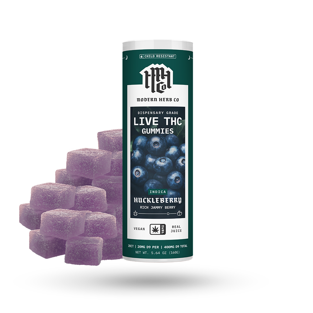 Live Resin D9 THC Gummies: Huckleberry (Indica) - 20ct