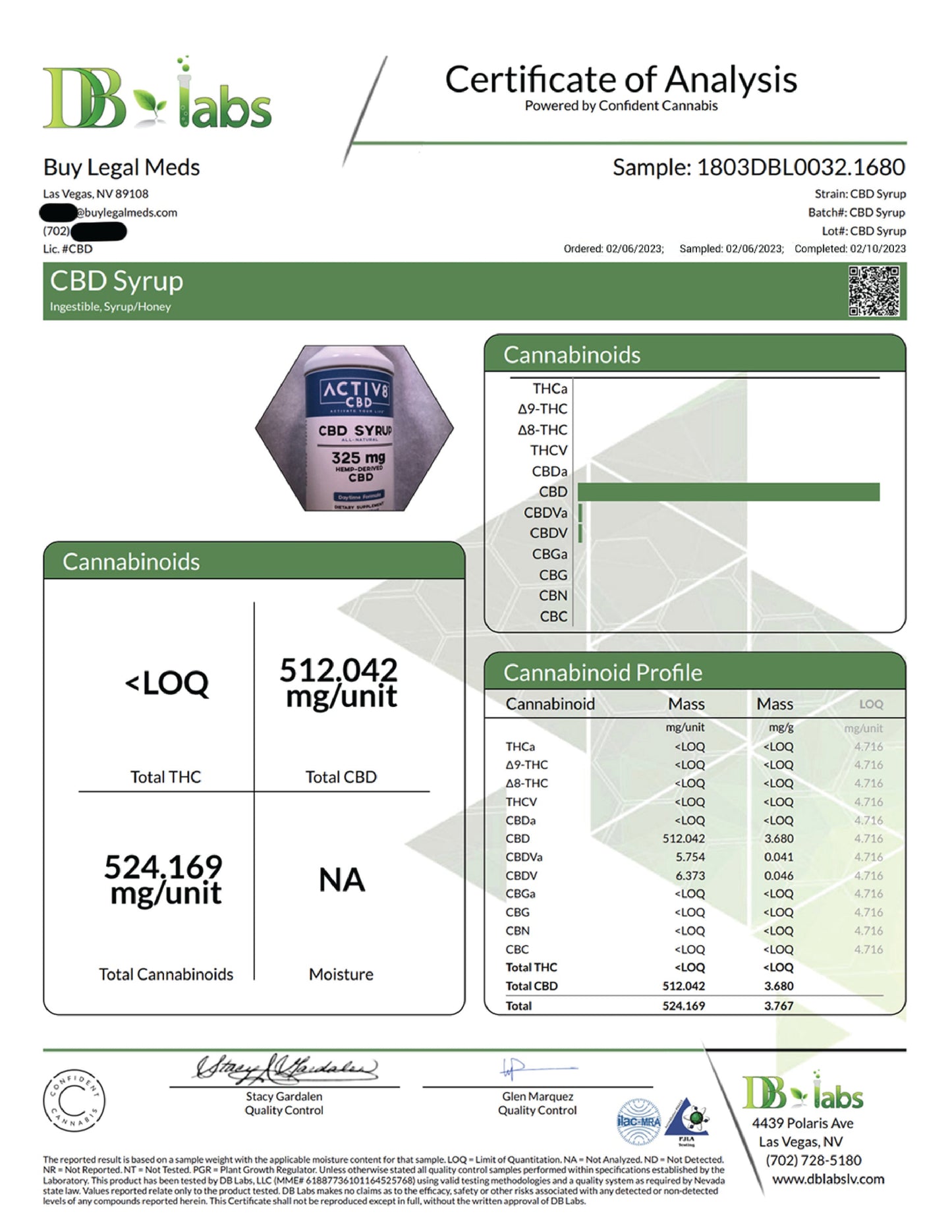 ACTIV8 CBD Syrup (Daytime): 325mg CBD