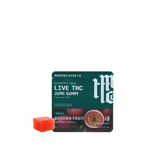 Live Resin D9 THC Gummy: Passion Fruit (Indica), Single