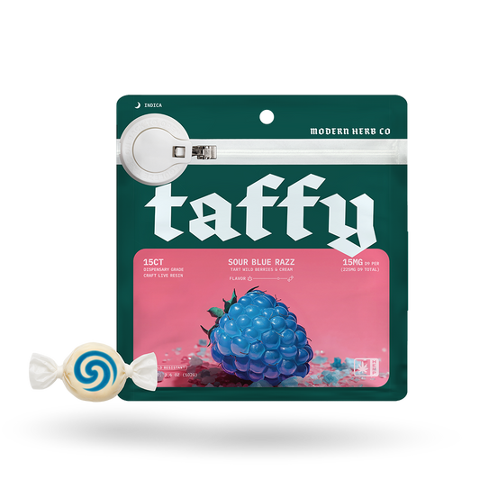 Live Resin D9 Taffy: Sour Blue Razz (Indica), 15ct