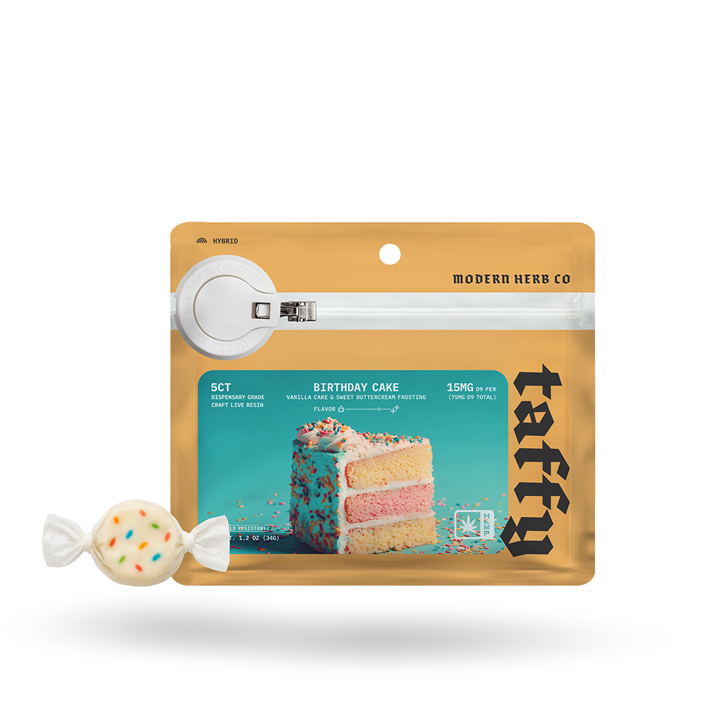 Live Resin D9 Taffy: Birthday Cake (Hybrid), 5ct