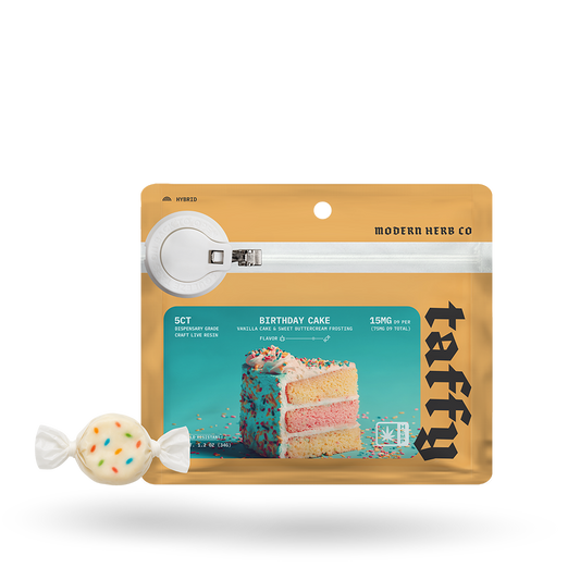 Live Resin D9 Taffy: Birthday Cake (Hybrid), 5ct