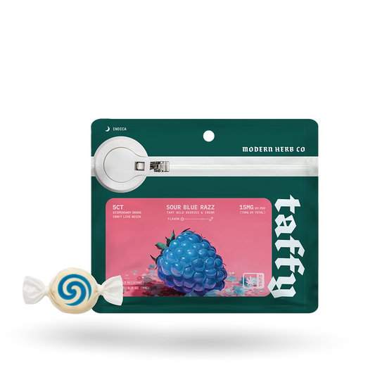 Live Resin D9 Taffy: Sour Blue Razz (Indica), 5ct