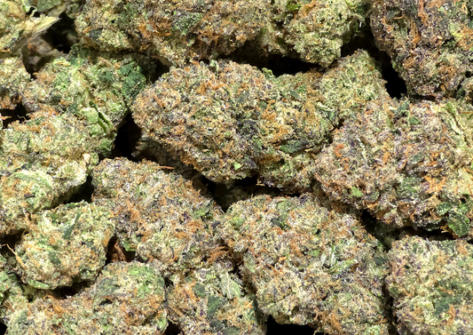 Purple Runtz Hybrid THCa Flower - 33.98%, from Stewart Hemp, seen enlarged, in pounds #smokeup